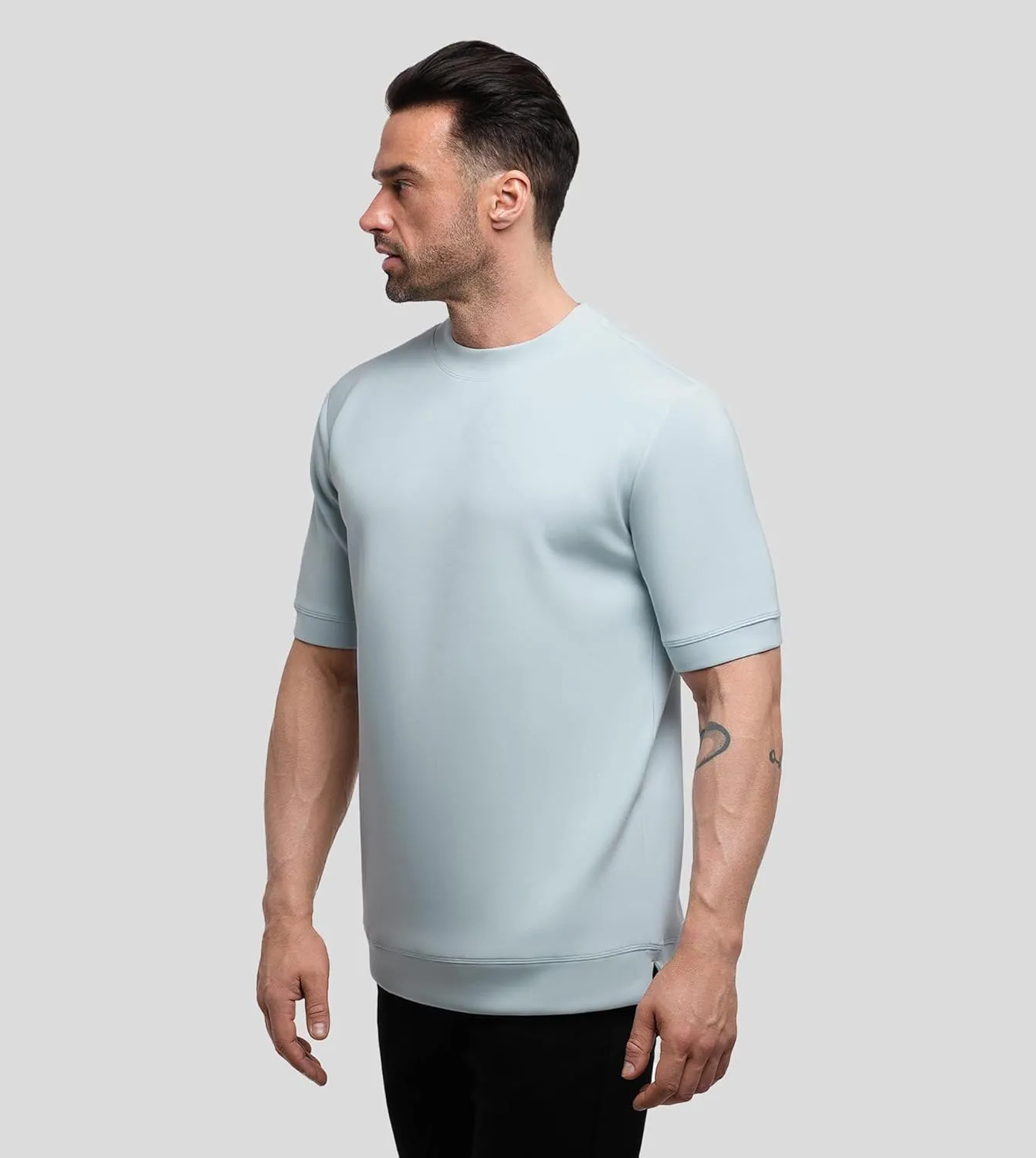Fioboc Shirts for Men Modal Blend Short Sleeve Tee Slim Fit Solid Top S-4XL