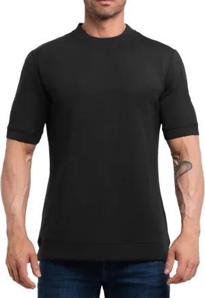 Fioboc Shirts for Men Modal Blend Short Sleeve Tee Slim Fit Solid Top S-4XL