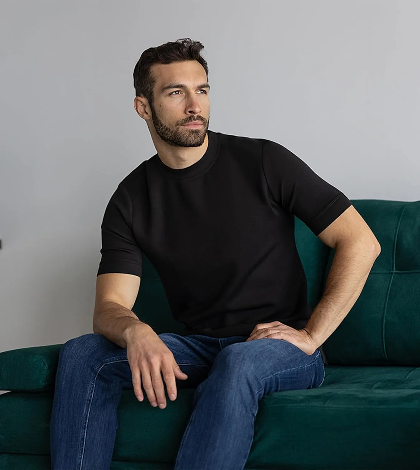 Fioboc Shirts for Men Modal Blend Short Sleeve Tee Slim Fit Solid Top S-4XL