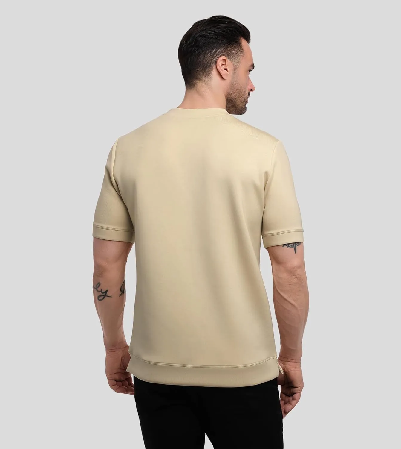 Fioboc Shirts for Men Modal Blend Short Sleeve Tee Slim Fit Solid Top S-4XL