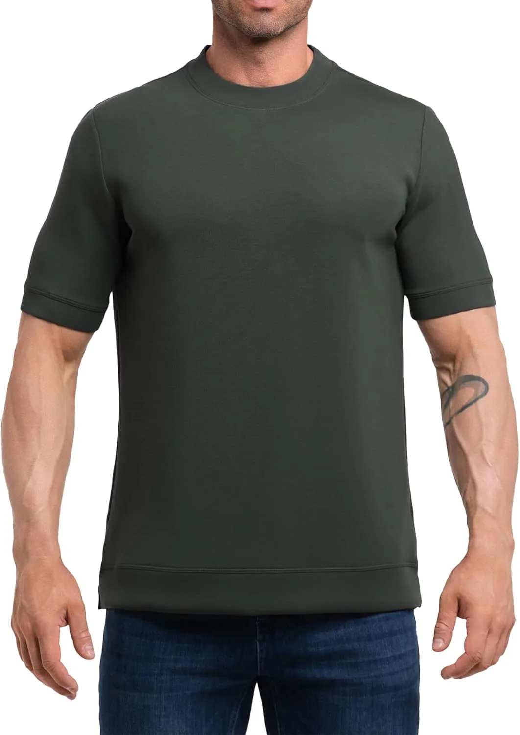 Fioboc Shirts for Men Modal Blend Short Sleeve Tee Slim Fit Solid Top S-4XL