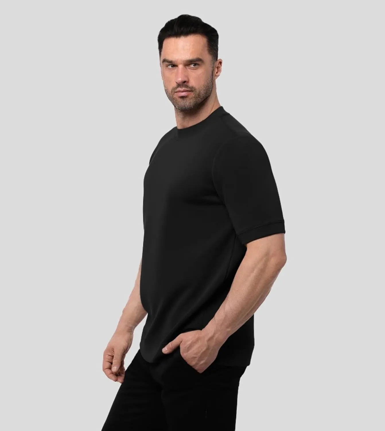 Fioboc Shirts for Men Modal Blend Short Sleeve Tee Slim Fit Solid Top S-4XL