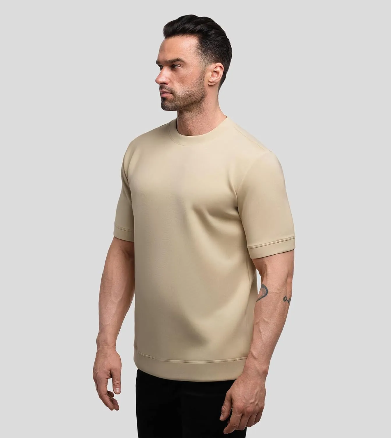 Fioboc Shirts for Men Modal Blend Short Sleeve Tee Slim Fit Solid Top S-4XL