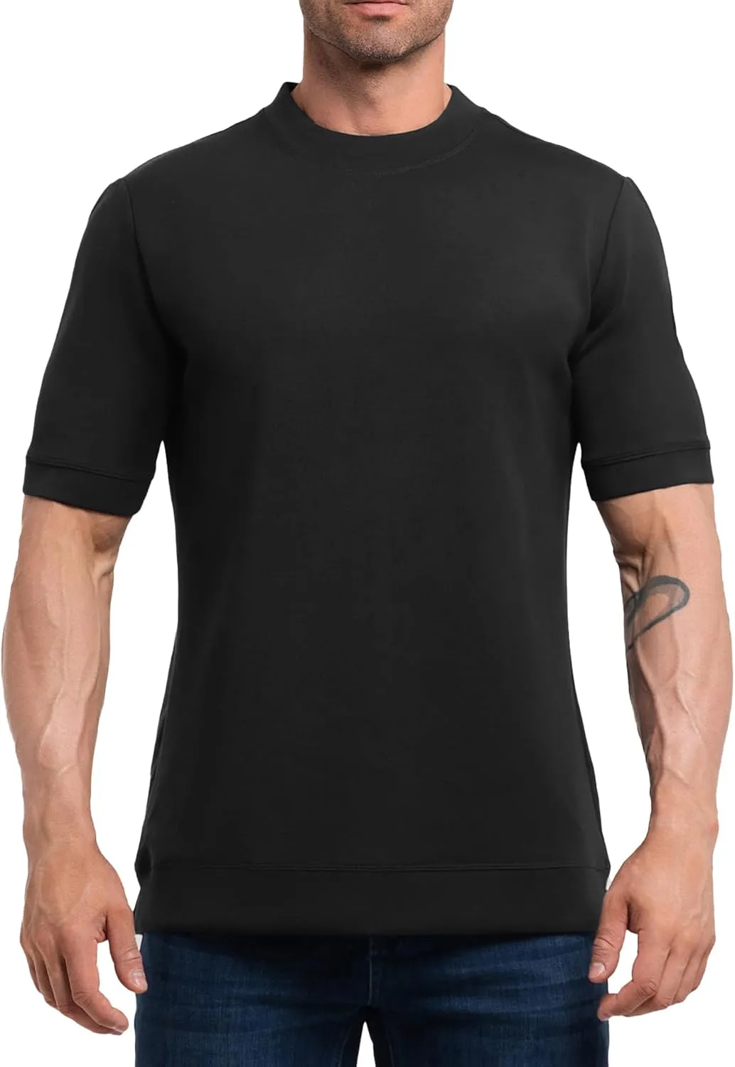 Fioboc Shirts for Men Modal Blend Short Sleeve Tee Slim Fit Solid Top S-4XL