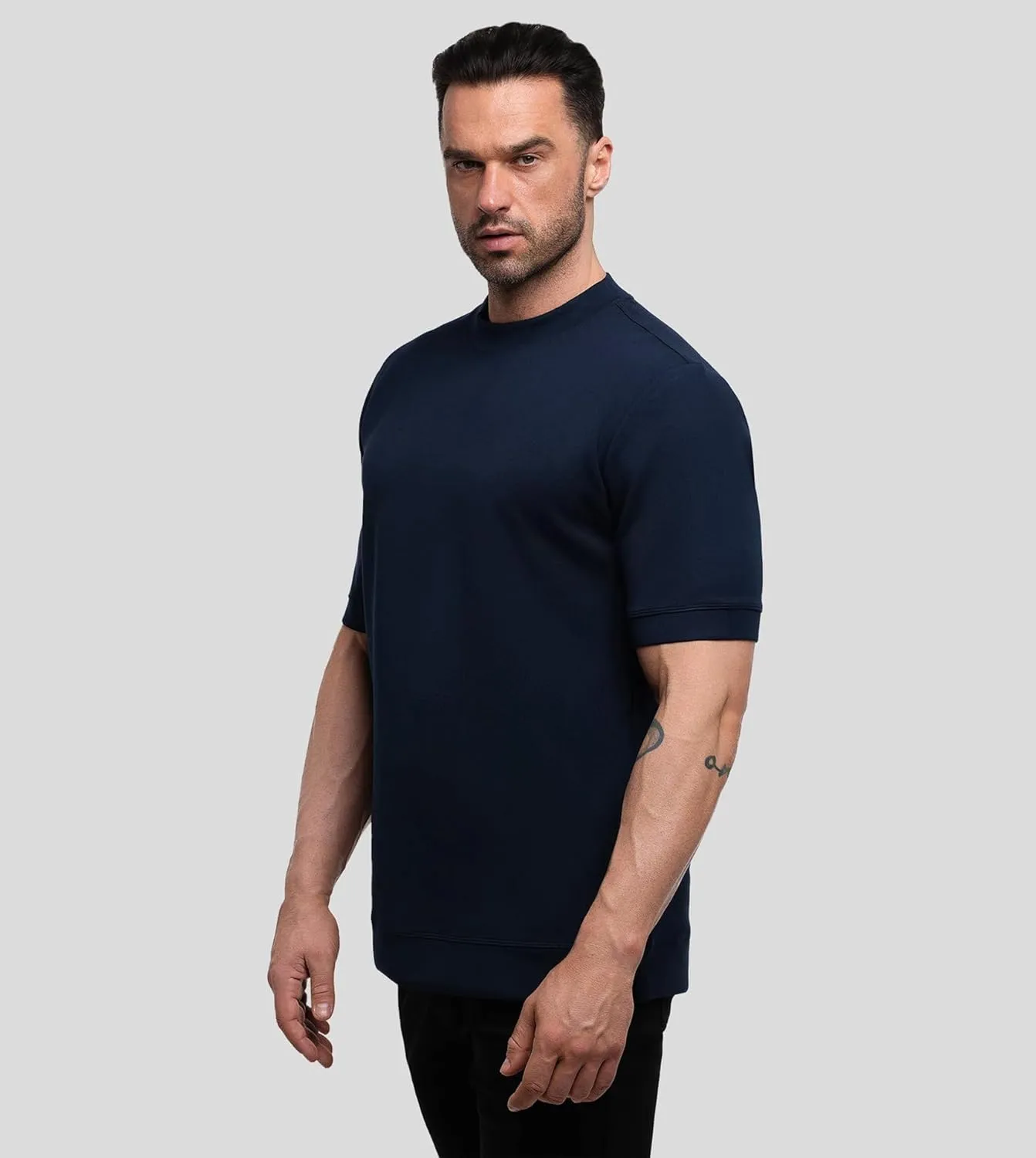 Fioboc Shirts for Men Modal Blend Short Sleeve Tee Slim Fit Solid Top S-4XL