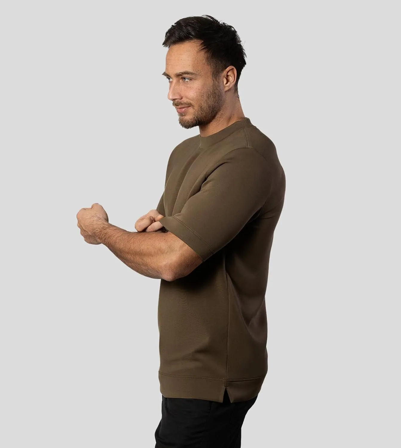 Fioboc Shirts for Men Modal Blend Short Sleeve Tee Slim Fit Solid Top S-4XL