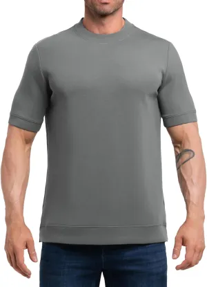 Fioboc Shirts for Men Modal Blend Short Sleeve Tee Slim Fit Solid Top S-4XL