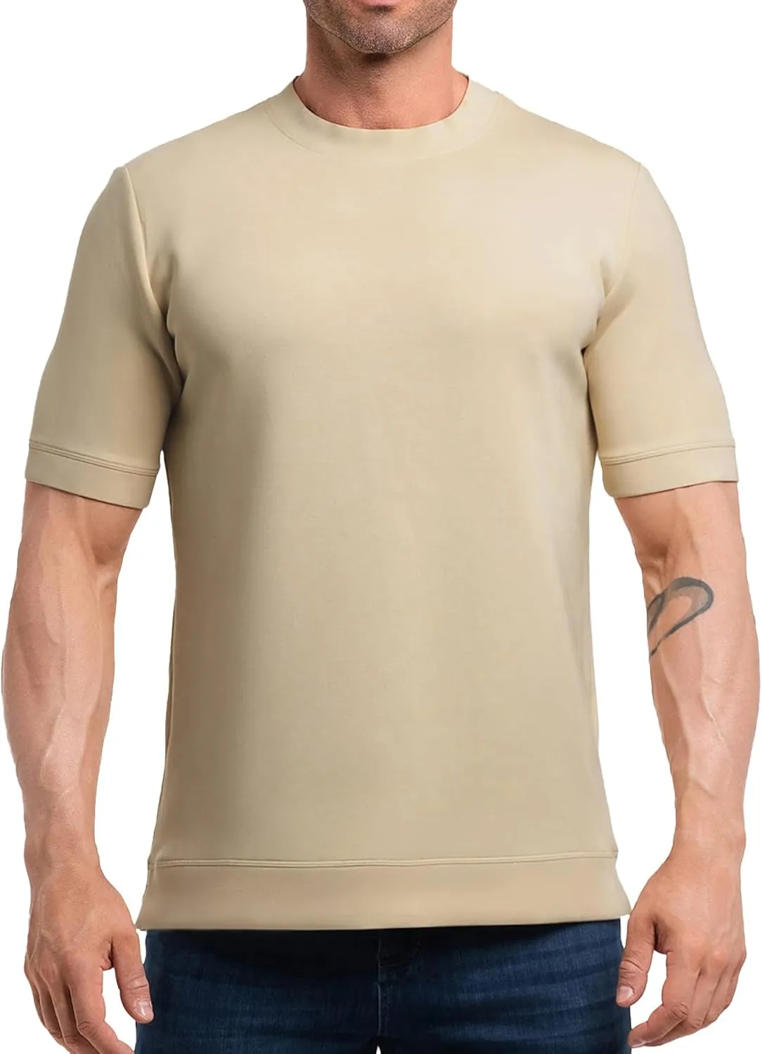Fioboc Shirts for Men Modal Blend Short Sleeve Tee Slim Fit Solid Top S-4XL
