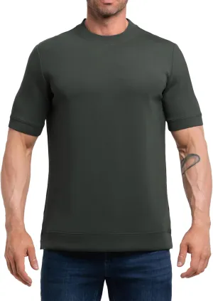 Fioboc Shirts for Men Modal Blend Short Sleeve Tee Slim Fit Solid Top S-4XL