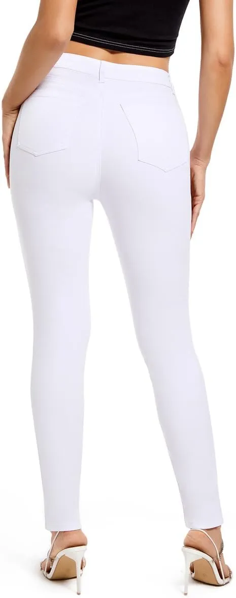 FISCLOSIN Womens High Waist Stretch Jeans 5 Button Push Up Butt Lifting Skinny Colombian Jeans