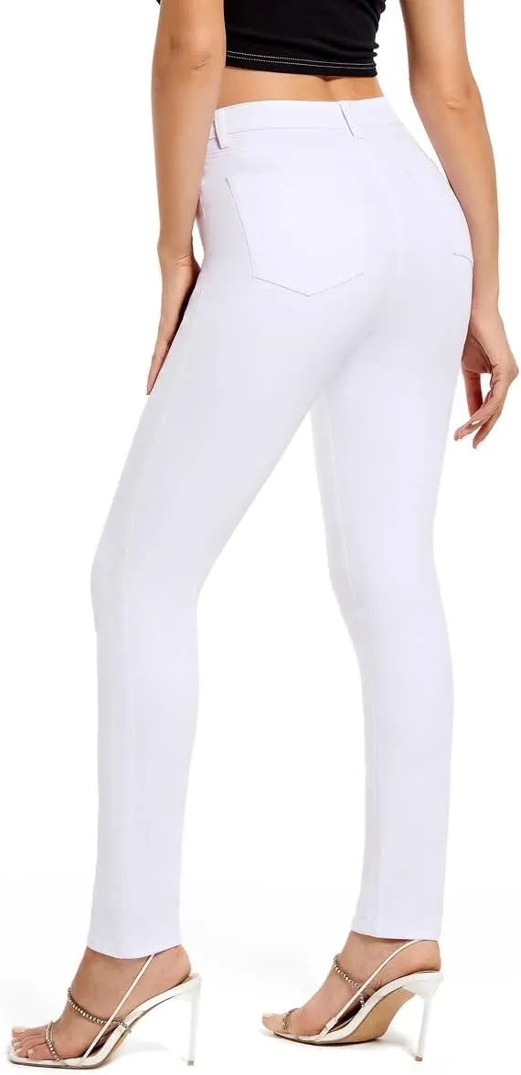 FISCLOSIN Womens High Waist Stretch Jeans 5 Button Push Up Butt Lifting Skinny Colombian Jeans