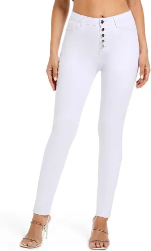 FISCLOSIN Womens High Waist Stretch Jeans 5 Button Push Up Butt Lifting Skinny Colombian Jeans