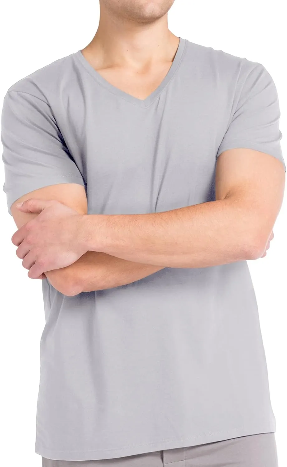 Fishers Finery Men's Classic V-Neck Comfort Soft Keep Tucked Undershirt - Breathable Cotton Modal Blend T-Shirt