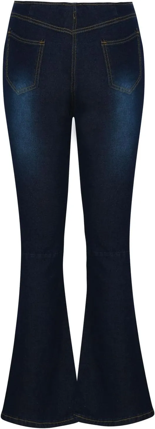 Flare Jeans for Women Ladies Elastic Pull-On Skinny Bootcut Denim Jeggings Tummy Control High Waisted Trendy Jeans