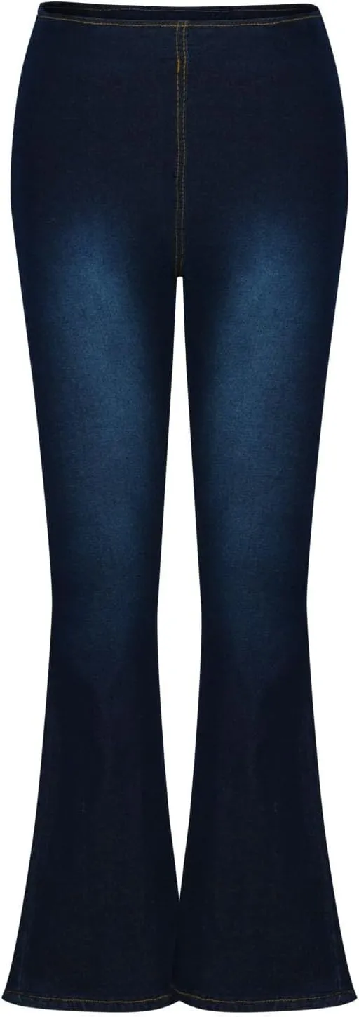 Flare Jeans for Women Ladies Elastic Pull-On Skinny Bootcut Denim Jeggings Tummy Control High Waisted Trendy Jeans