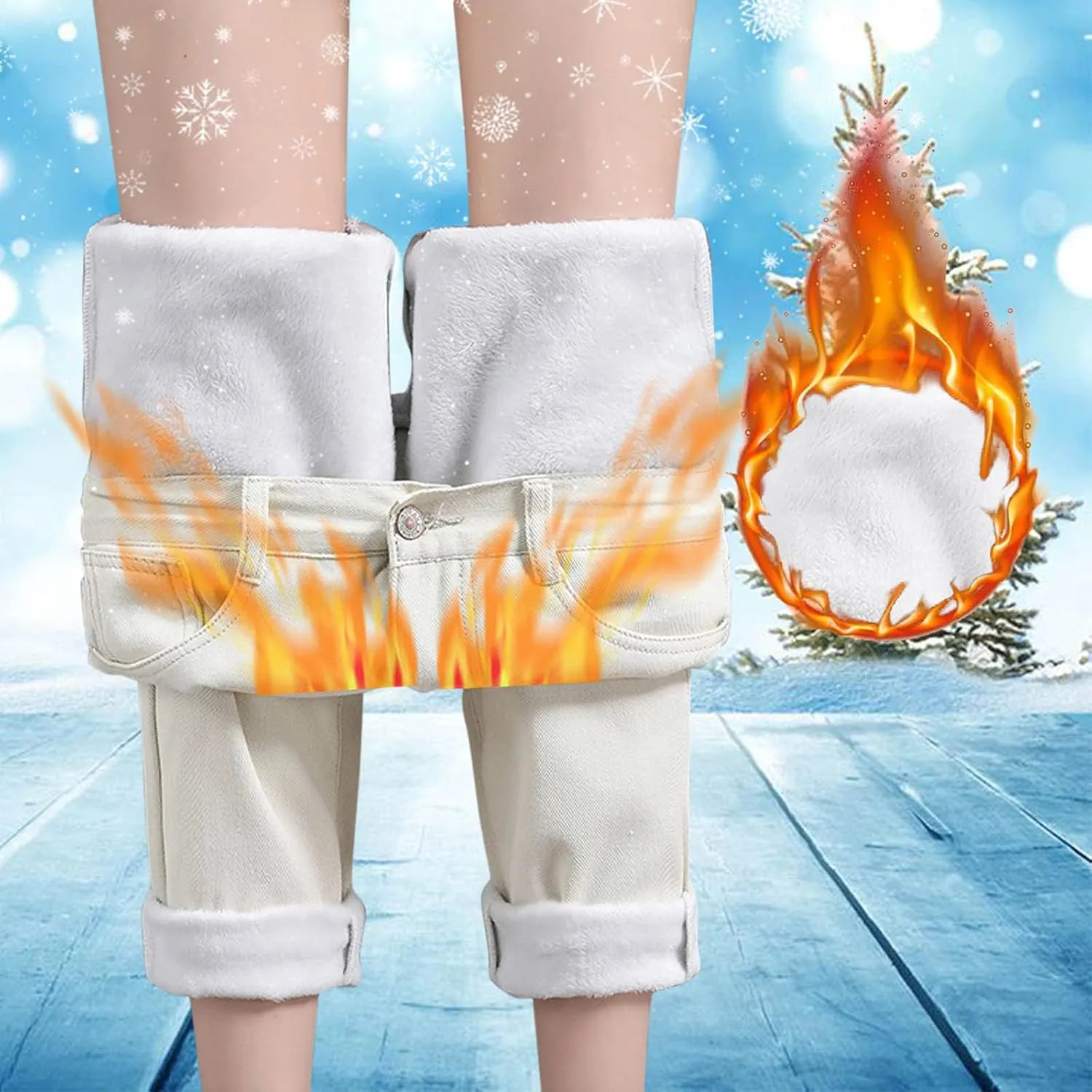 Fleece Lined Leggings Women Winter Warm Athletic Jogger Drawstring Cozy Pj Bottoms Lounge Pants Fluffy Sleepwear