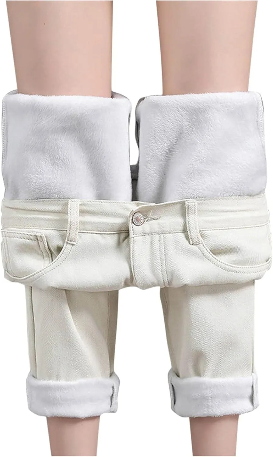 Fleece Lined Leggings Women Winter Warm Athletic Jogger Drawstring Cozy Pj Bottoms Lounge Pants Fluffy Sleepwear