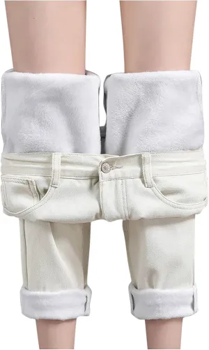 Fleece Lined Leggings Women Winter Warm Athletic Jogger Drawstring Cozy Pj Bottoms Lounge Pants Fluffy Sleepwear