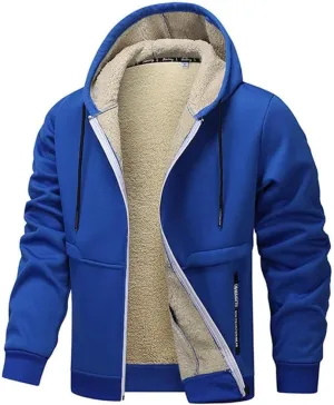 FMCHICO Men's Sherpa Hoodie Jacket Fleece Lined Zip Up Warm Hoodies Sweatshirt Winter Zipper Hooded Coat