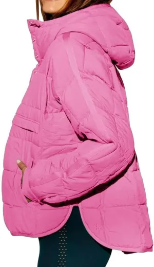 FMCHICO Women's Pullover Puffer Jacket Packable Hooded Oversize Winter Coat Tops