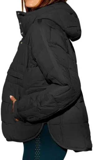 FMCHICO Women's Pullover Puffer Jacket Packable Hooded Oversize Winter Coat Tops