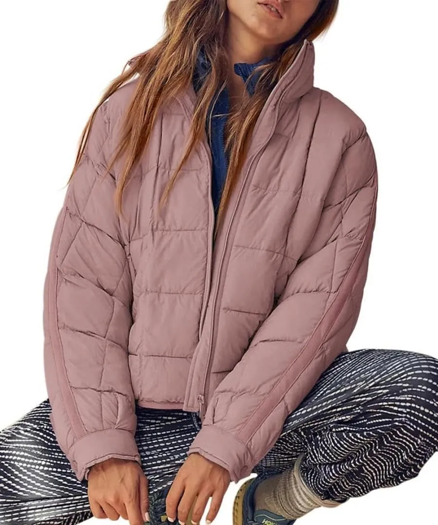 FMCHICO Womens Quilted Puffer Jacket Zip Up Lightweight Padded Coat Outwear