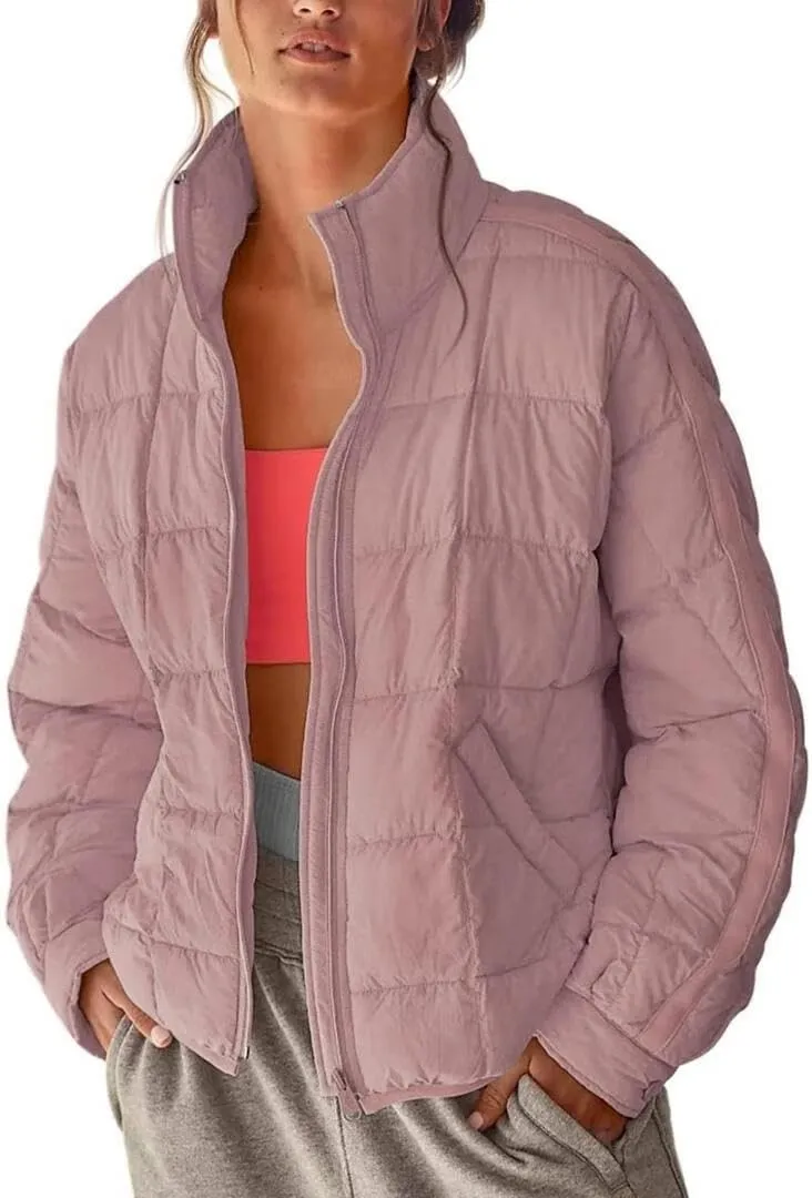FMCHICO Womens Quilted Puffer Jacket Zip Up Lightweight Padded Coat Outwear