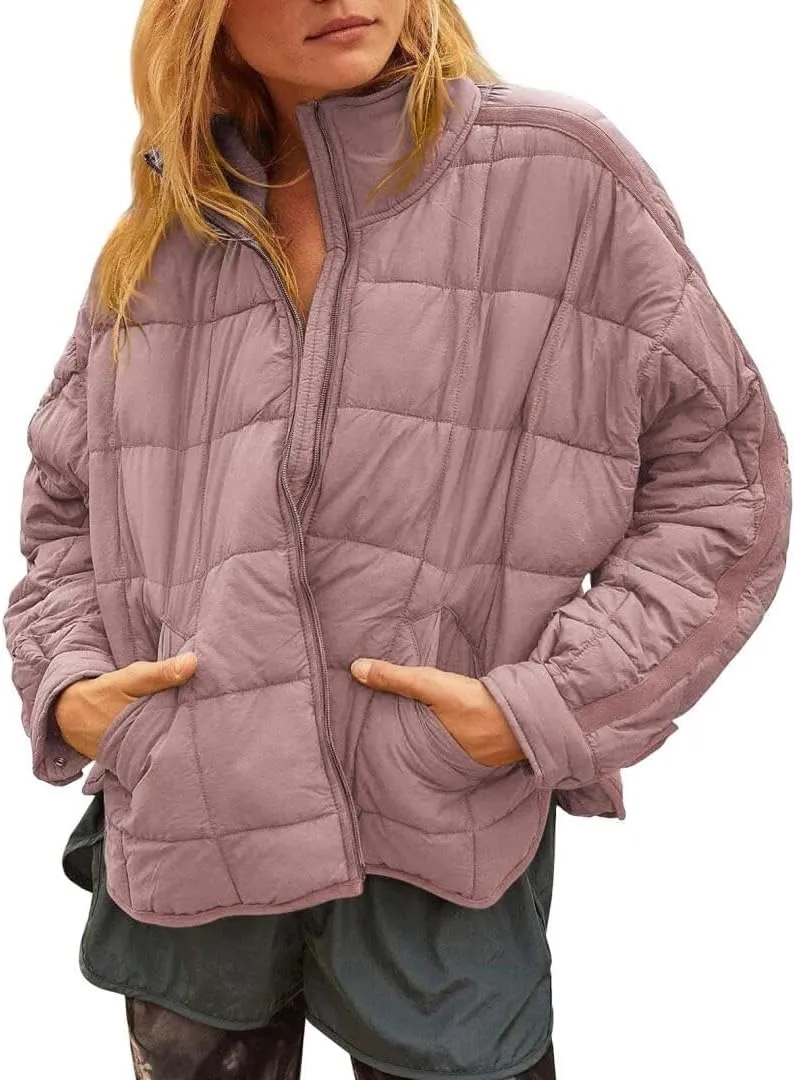 FMCHICO Womens Quilted Puffer Jacket Zip Up Lightweight Padded Coat Outwear