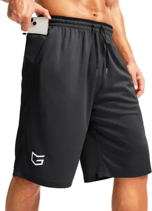 G Gradual Men's Long Basketball Shorts with Zipper Pocket 11'' Quick Dry Gym Shorts Lightweight Mesh Athletic Shorts for Men