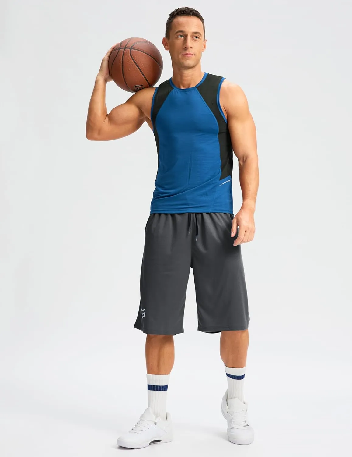G Gradual Men's Long Basketball Shorts with Zipper Pocket 11'' Quick Dry Gym Shorts Lightweight Mesh Athletic Shorts for Men