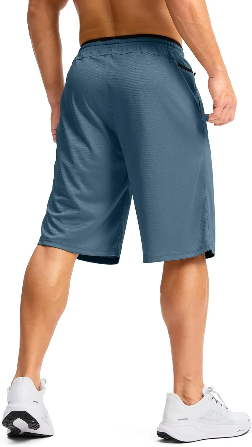 G Gradual Men's Long Basketball Shorts with Zipper Pocket 11'' Quick Dry Gym Shorts Lightweight Mesh Athletic Shorts for Men
