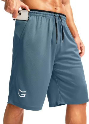 G Gradual Men's Long Basketball Shorts with Zipper Pocket 11'' Quick Dry Gym Shorts Lightweight Mesh Athletic Shorts for Men