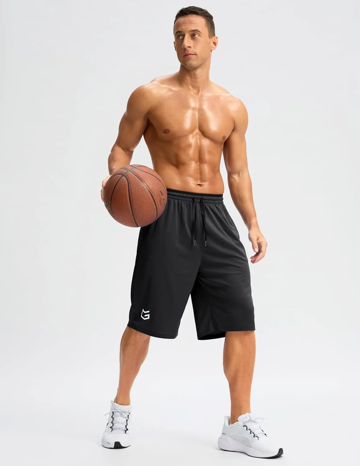 G Gradual Men's Long Basketball Shorts with Zipper Pocket 11'' Quick Dry Gym Shorts Lightweight Mesh Athletic Shorts for Men