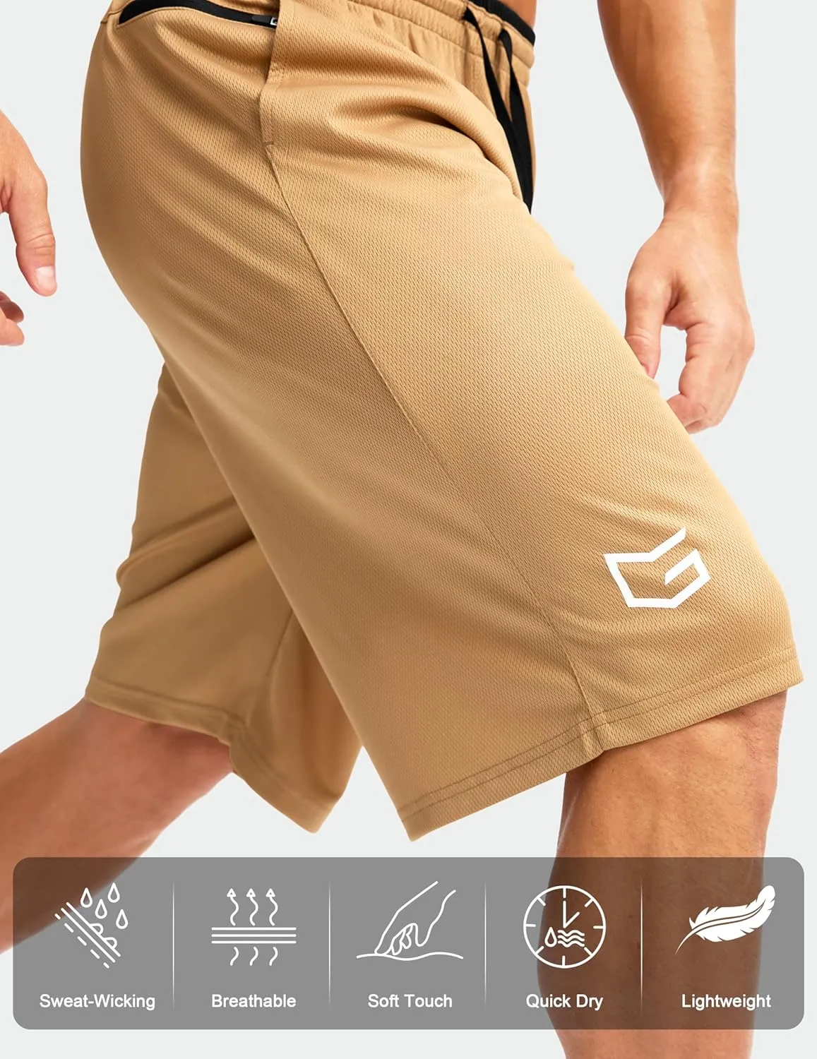 G Gradual Men's Long Basketball Shorts with Zipper Pocket 11'' Quick Dry Gym Shorts Lightweight Mesh Athletic Shorts for Men
