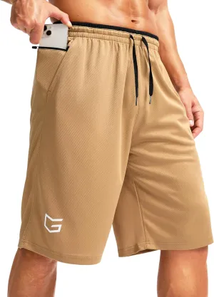 G Gradual Men's Long Basketball Shorts with Zipper Pocket 11'' Quick Dry Gym Shorts Lightweight Mesh Athletic Shorts for Men