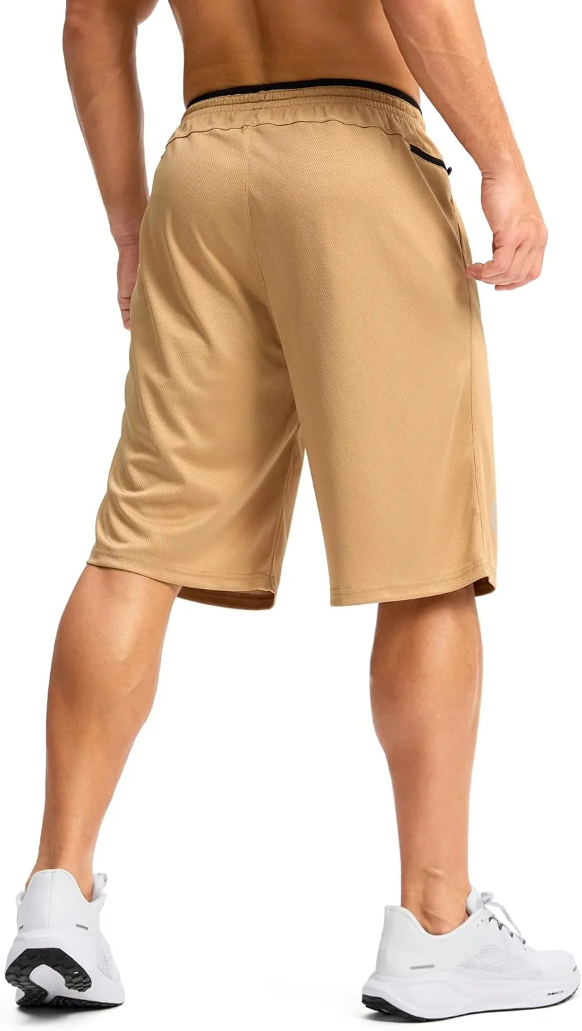 G Gradual Men's Long Basketball Shorts with Zipper Pocket 11'' Quick Dry Gym Shorts Lightweight Mesh Athletic Shorts for Men