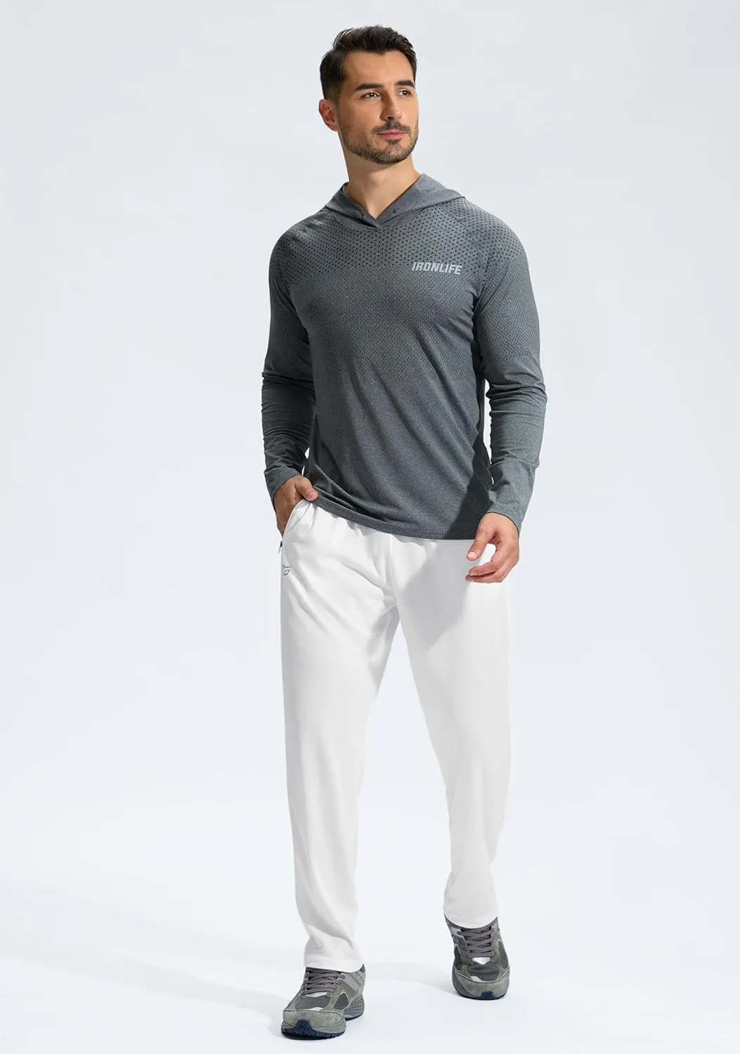 G Gradual Men's Sweatpants with Zipper Pockets Lightweight Mesh Athletic Pants for Men Open Bottom Workout Gym Running
