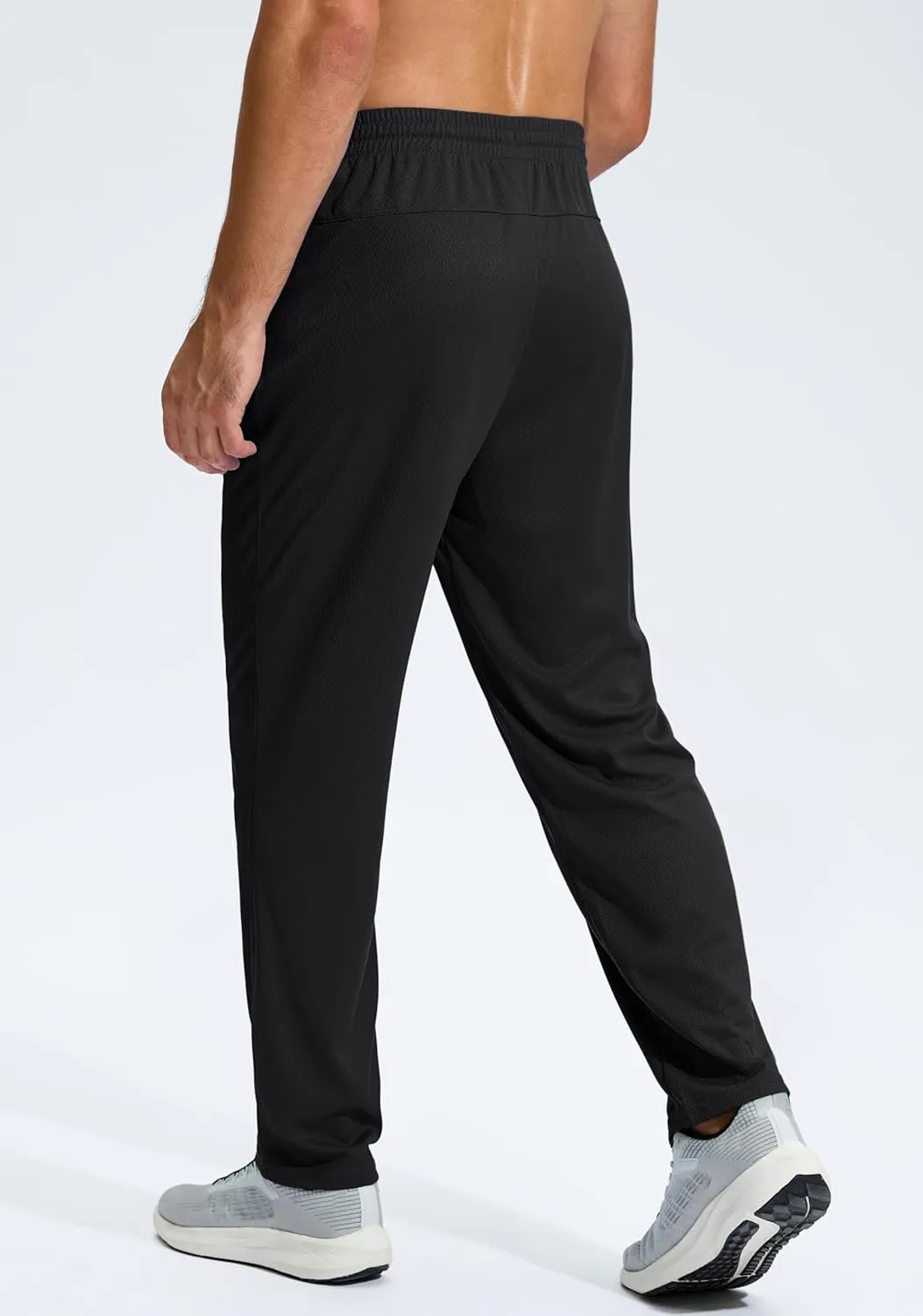 G Gradual Men's Sweatpants with Zipper Pockets Lightweight Mesh Athletic Pants for Men Open Bottom Workout Gym Running
