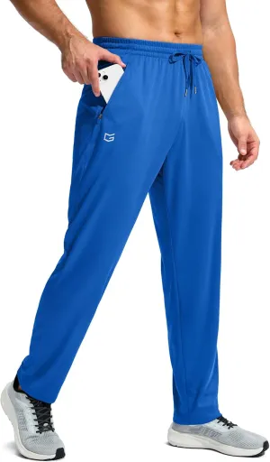 G Gradual Men's Sweatpants with Zipper Pockets Lightweight Mesh Athletic Pants for Men Open Bottom Workout Gym Running