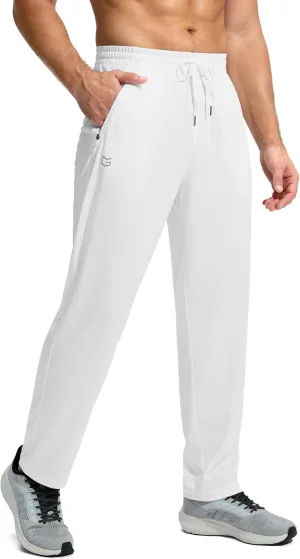 G Gradual Men's Sweatpants with Zipper Pockets Lightweight Mesh Athletic Pants for Men Open Bottom Workout Gym Running