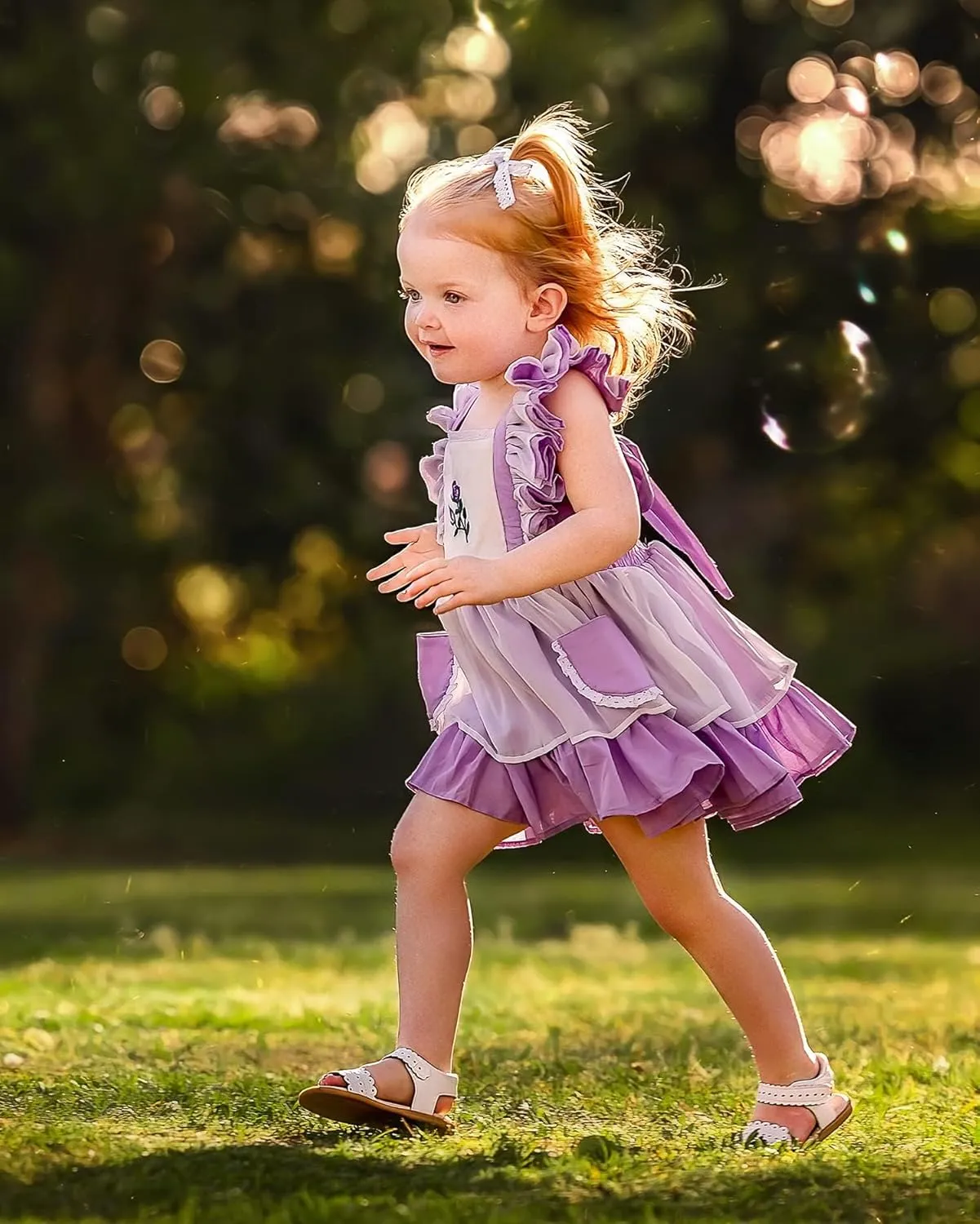 Girl Dress, Rose Embroidered Smocked Dress, Ruffle Sleeve Girl Frocks, Chiffon Kids Boutique Clothing