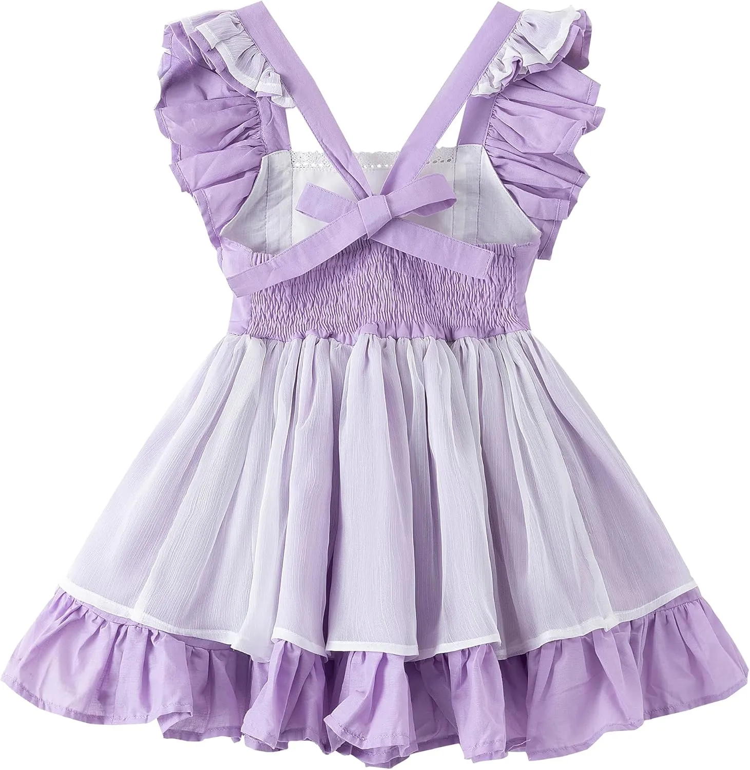 Girl Dress, Rose Embroidered Smocked Dress, Ruffle Sleeve Girl Frocks, Chiffon Kids Boutique Clothing