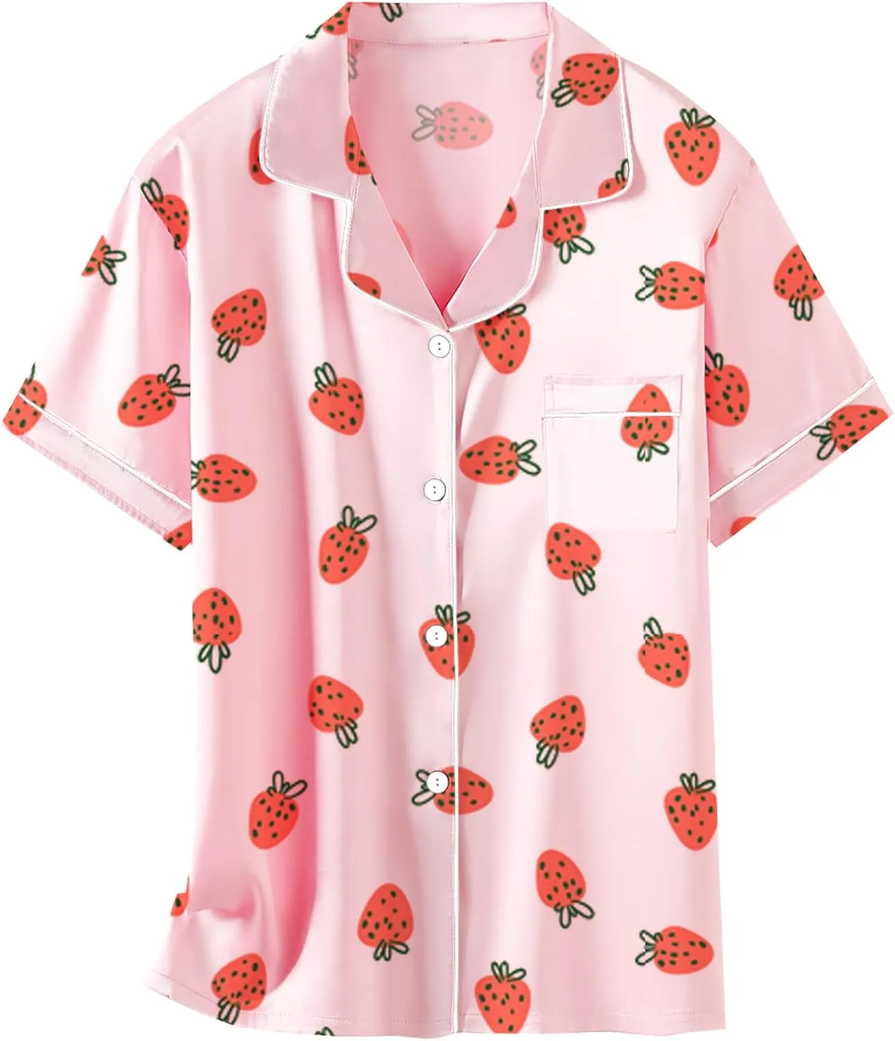 Girls & Womens Satin Pajamas Set, Silk Button-Down Sleepwear 2 Piece Nightwear, 3 Years - Women XXL