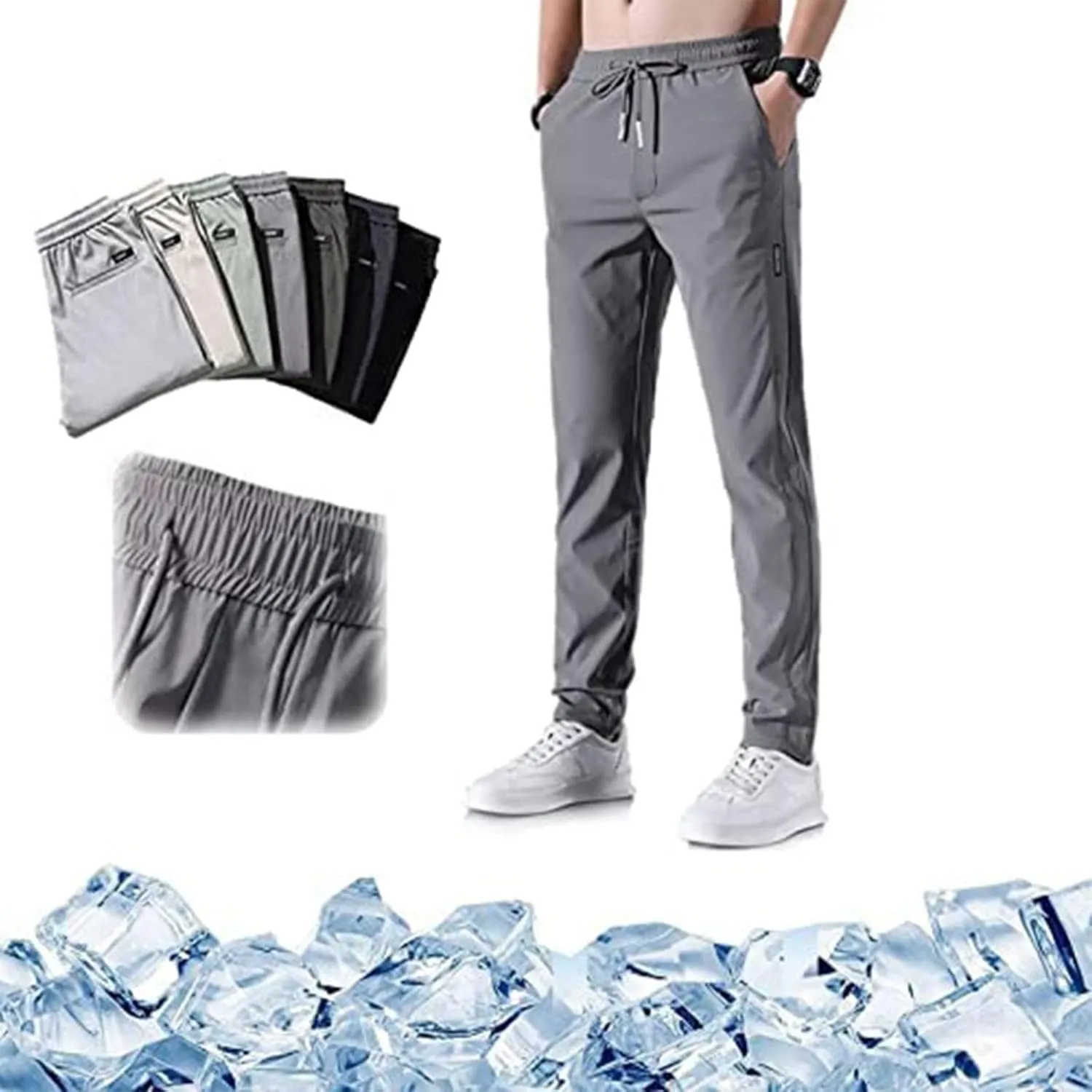 Glidepants for Men, Unisex Quick Dry Pull-On Stretch Pants, Glide Pants Mens, Solid Color Slim Fit Lightweight Pants