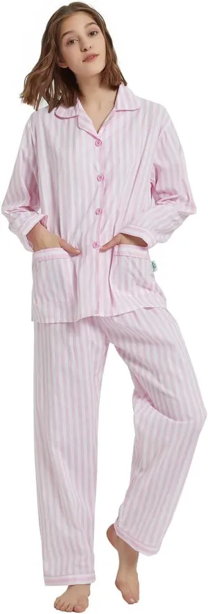 GLOBAL Women Cotton Pajamas Long Sleeve PJs Button Down Sleepwear S-3XL