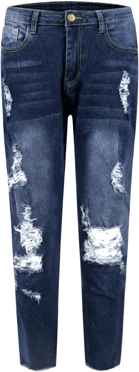 Gumipy Womens Skinny Jeans High Waisted Stretchy Ripped Jeans Trendy Tummy Control Jeggings Butt Lifting Distressed Jeans