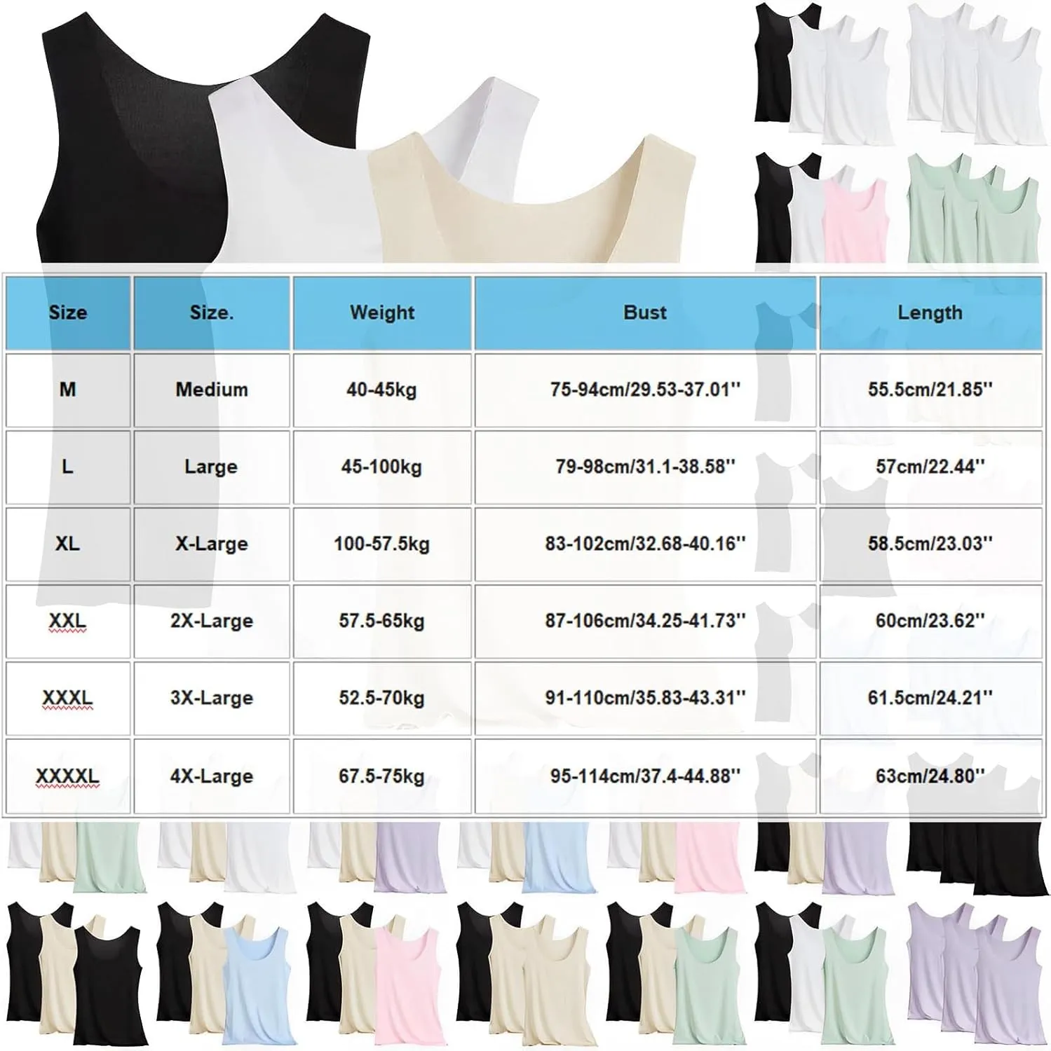 HGps8w 3-Pack Women's Sleeveless Ice Silk Tank Top Summer Basic Seamless Round Neck Undershirt Casual Camisole Tanks