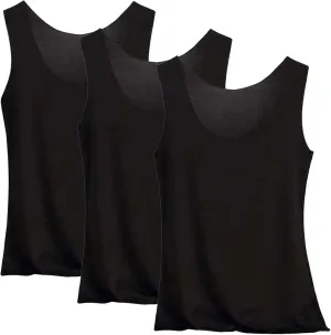 HGps8w 3-Pack Women's Sleeveless Ice Silk Tank Top Summer Basic Seamless Round Neck Undershirt Casual Camisole Tanks