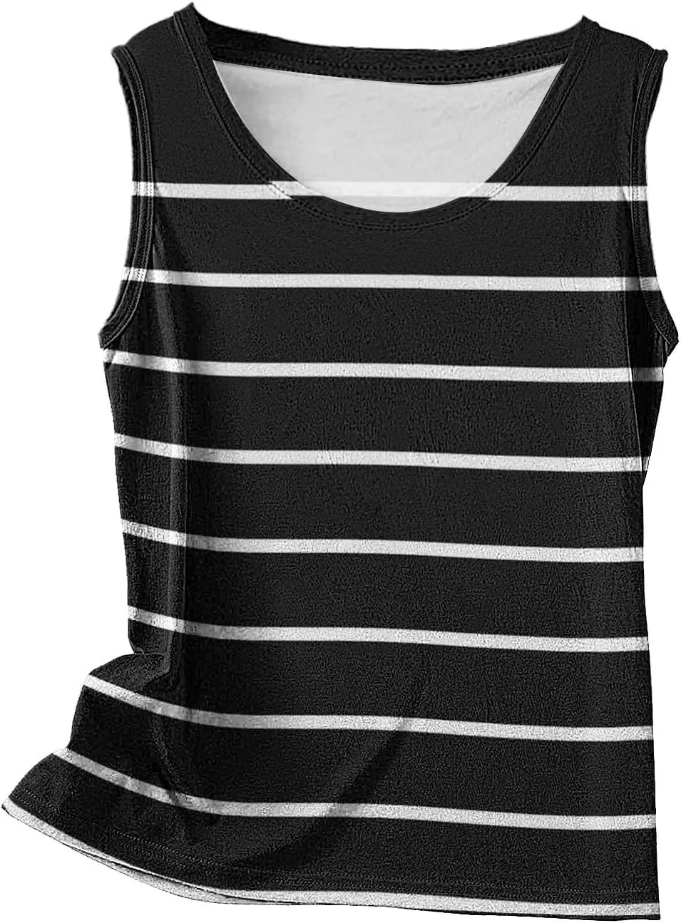 HGps8w Plus Size Women's Casual Striped Tank Tops Trendy 2025 Summer Sleeveless Tunic Tee Shirts Loose Crewneck Blouse