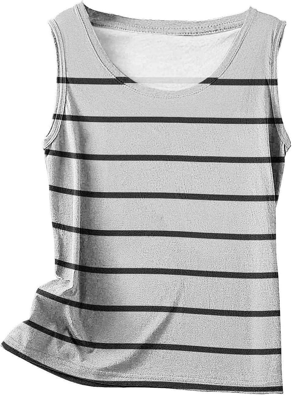 HGps8w Plus Size Women's Casual Striped Tank Tops Trendy 2025 Summer Sleeveless Tunic Tee Shirts Loose Crewneck Blouse